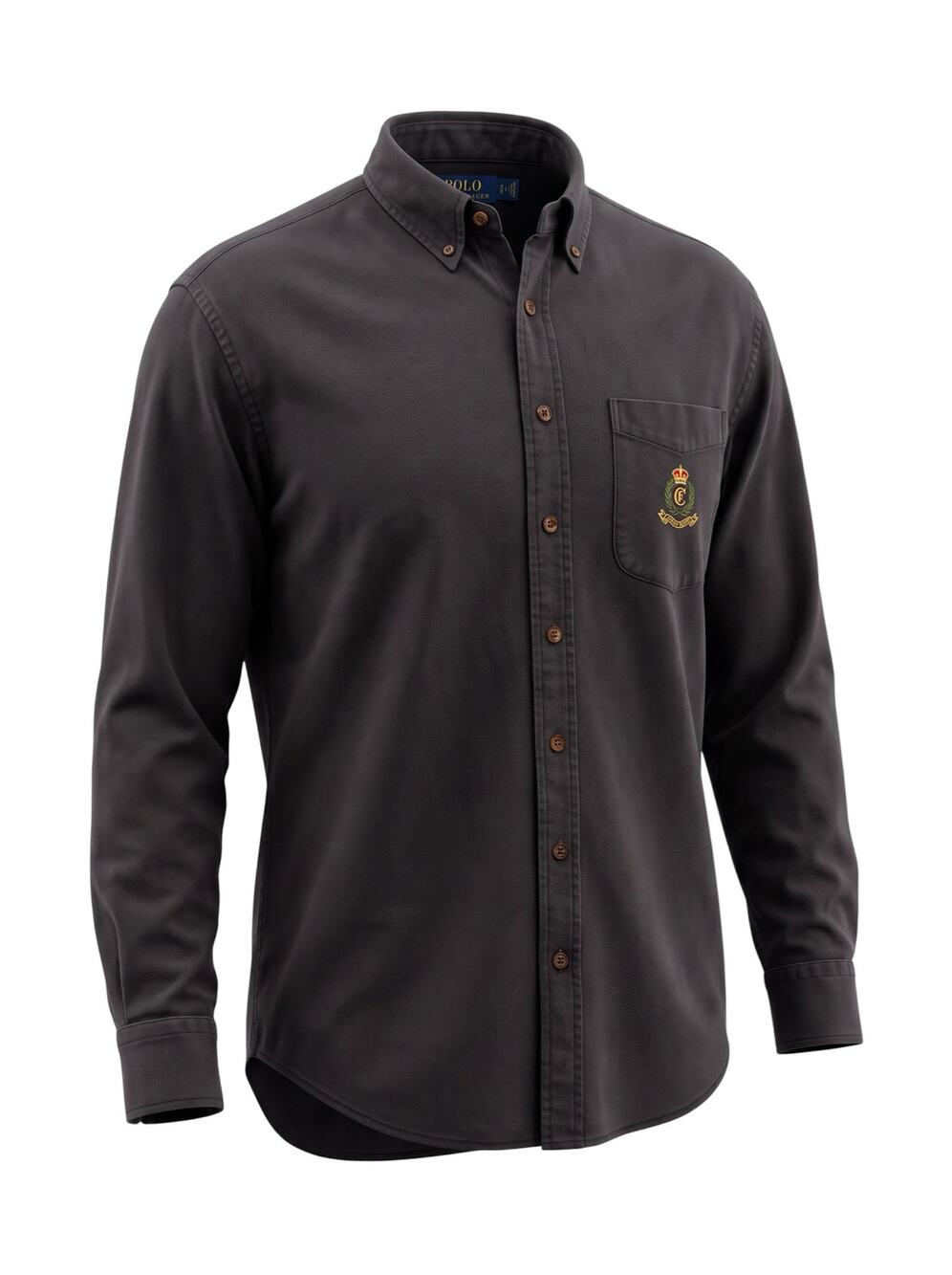 Ralph Lauren Men’s M Solid Navy Cotton Long Sleeve Full Button Collared Shirt